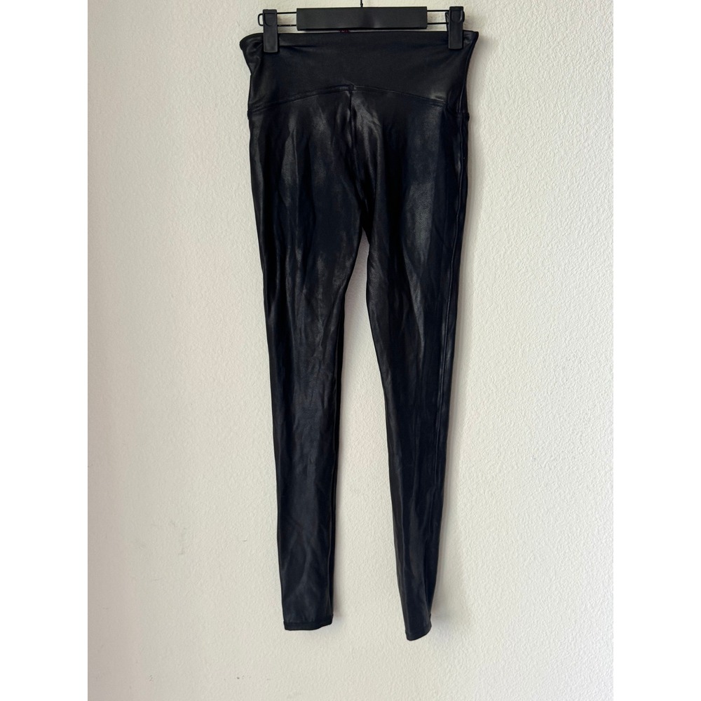 Spanx Faux Leather Leggings Black High Rise Power Waistband Size Medium - Picture 5 of 5